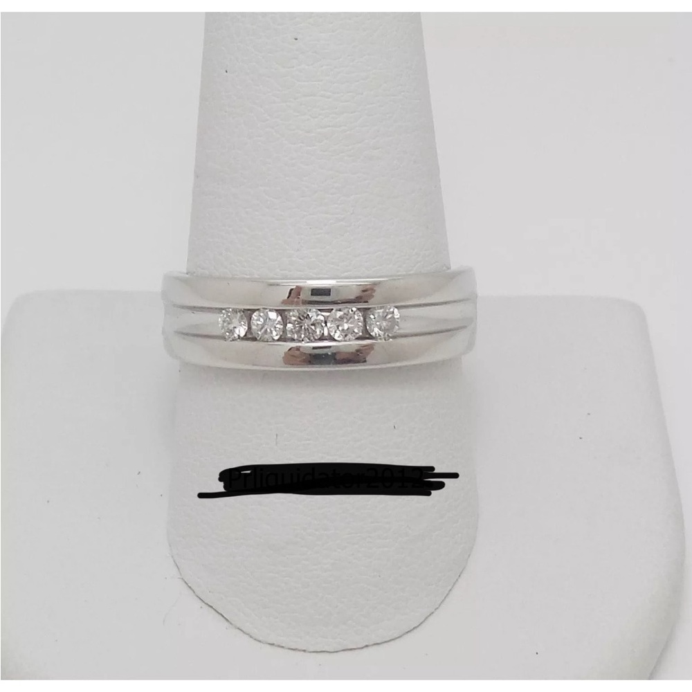 Mens white gold genuine diamond wedding ring size 10